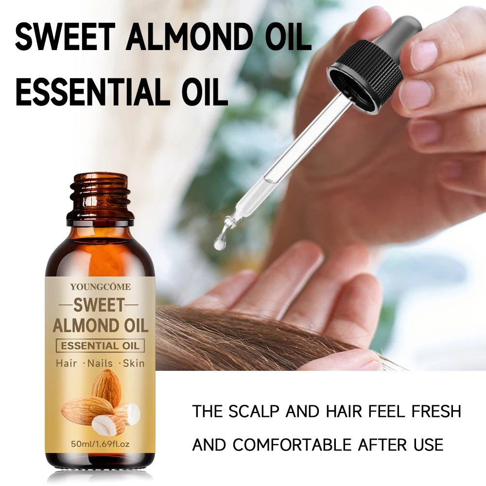 Pure natural sweet almond oil essential oil, hair moisturizer, suitable for hair, face and body,suitable for all hair types