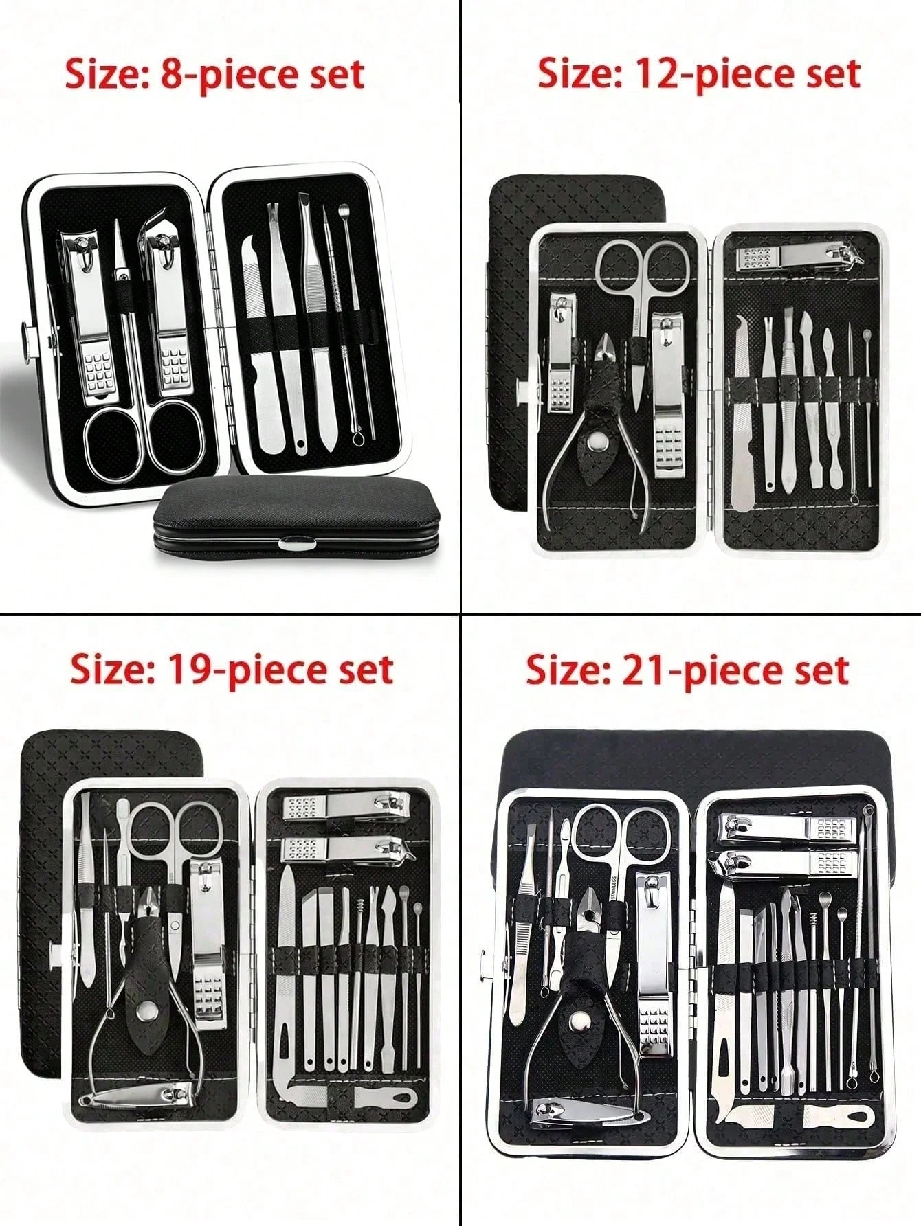 Manicure, Pedicure Kit, Nail Clippers Set of Professional Grooming Kit, Nail Tools with Luxurious Travel Case Black