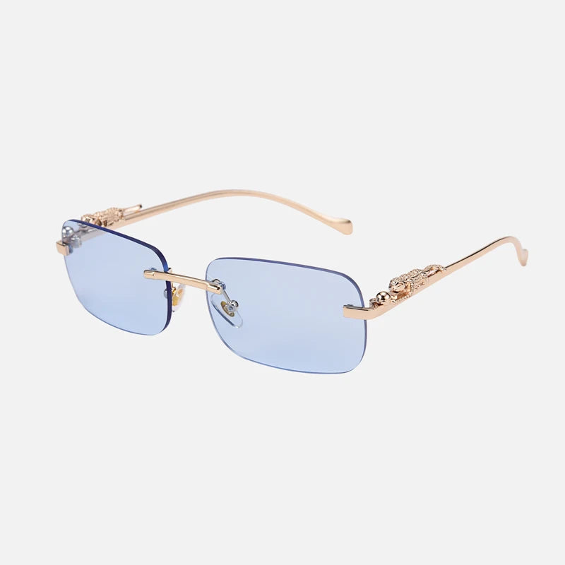 Luxury Brand Leopard Sunglasses Women Rimless Square Sun Glasses Female Fashion Frameless Shades Female UV400