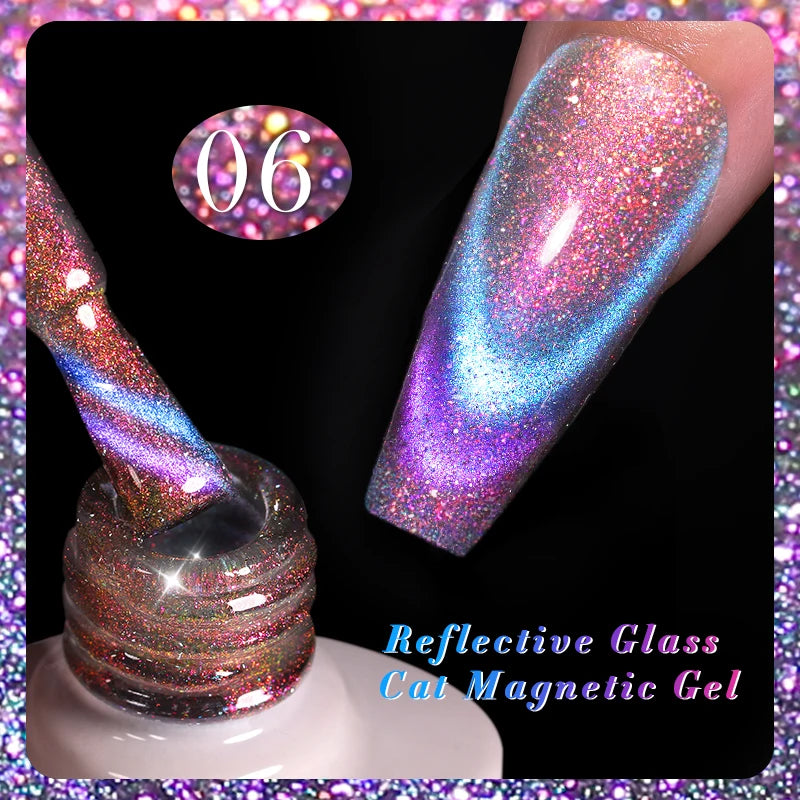 BORN PRETTY Sparkling Glass Bead Cat Magnetic Gel Nail Polish Flash White Spar Red Color Semi Permanent Soak Off UV Gel Varnish