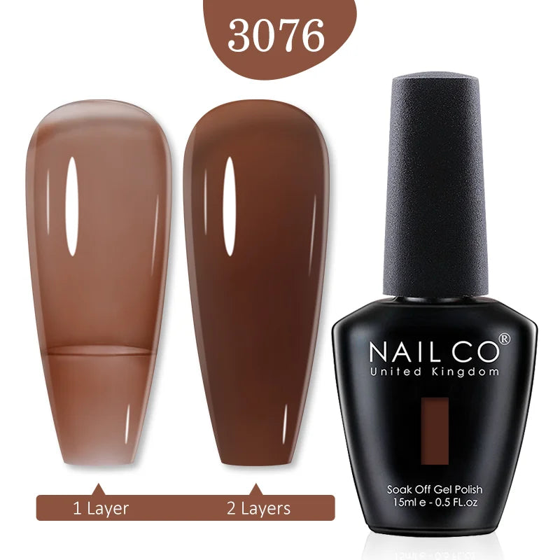 NAILCO 15ml Gel Nail Polish Semi-permanent Hybrid Varnish Black Red Color Gel Polish Nail Art UV Nail Supplies For Professionals