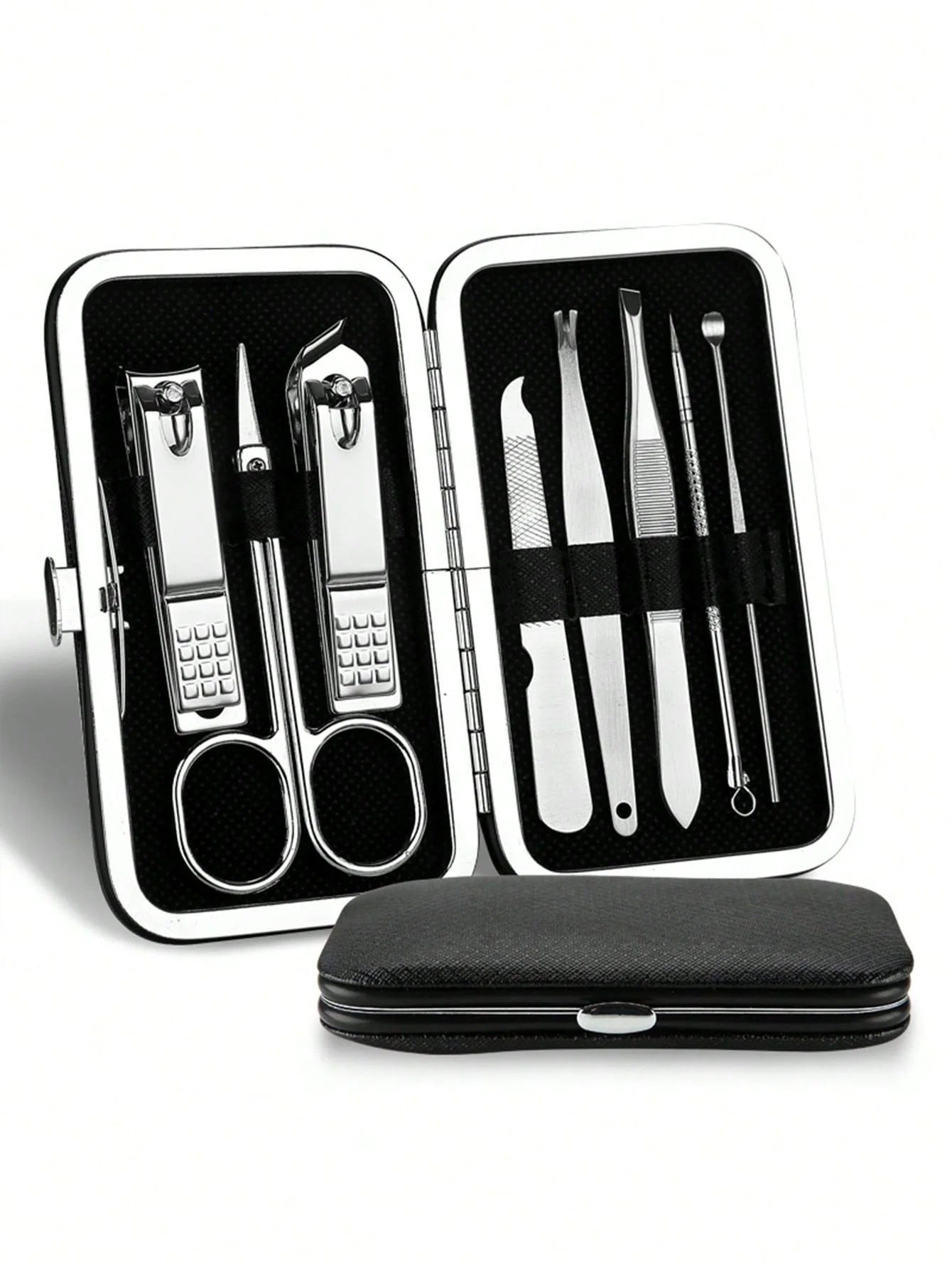 Manicure, Pedicure Kit, Nail Clippers Set of Professional Grooming Kit, Nail Tools with Luxurious Travel Case Black