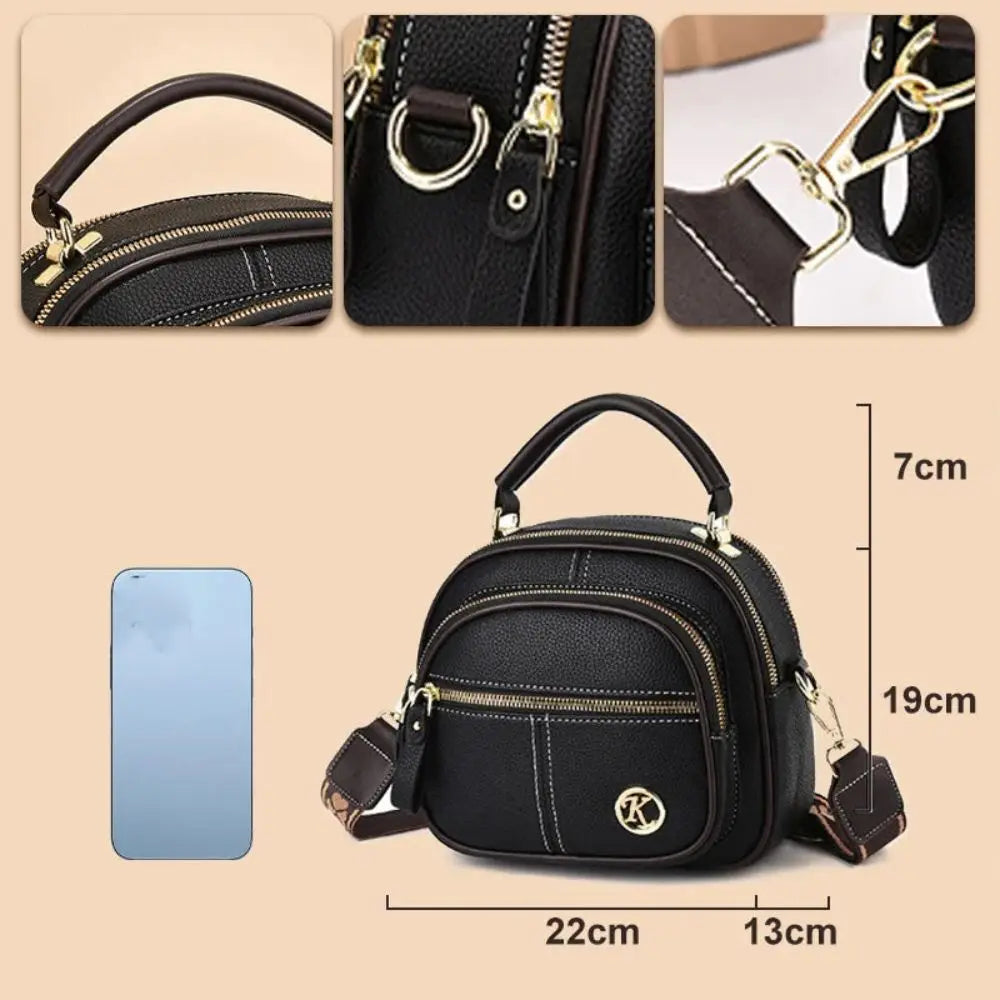 Women Satchels Multi Compartment Shoulder Bags Leather Crossbody Bag Adjustable Wide Shoulder Strap Large Capacity Handbag
