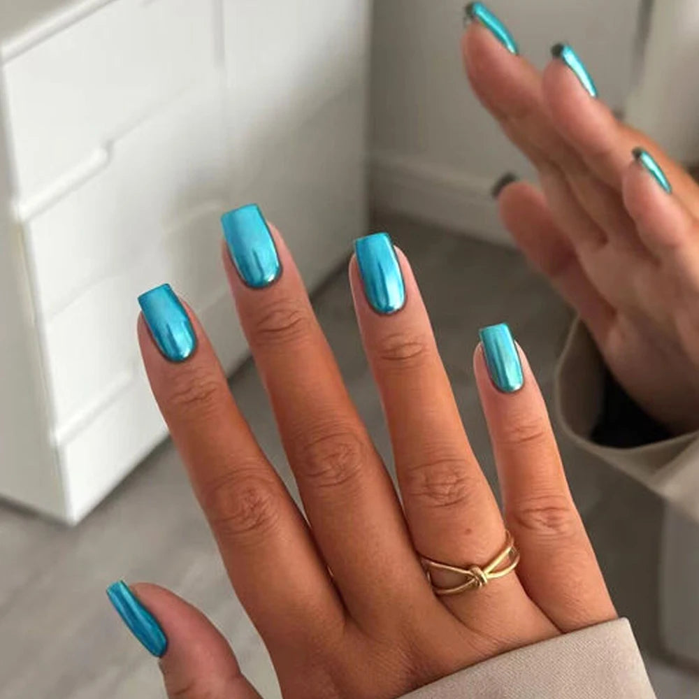 Tinovo Uno Metallic Blue Nail Polish Normal Regular Nail Lacquer Mirror Shine Finish Base Coat Top Oil Manicure Nail Supplies