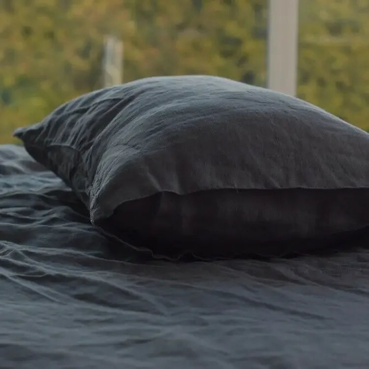 100% Linen Pillowcases, No Insert, Washed Flax Pillow Cases with Envelope Closure, Luxurious Breathable Comfy Pillow Shams