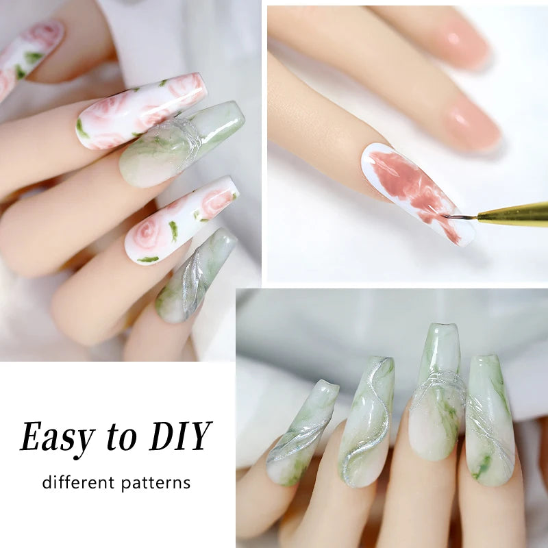 Arte Clavo Blossom Gel Nail Art Transparent Blossom Nail Polish Blooming Smook Effect Flower Gel Polish Soak off Nail Glue Gel