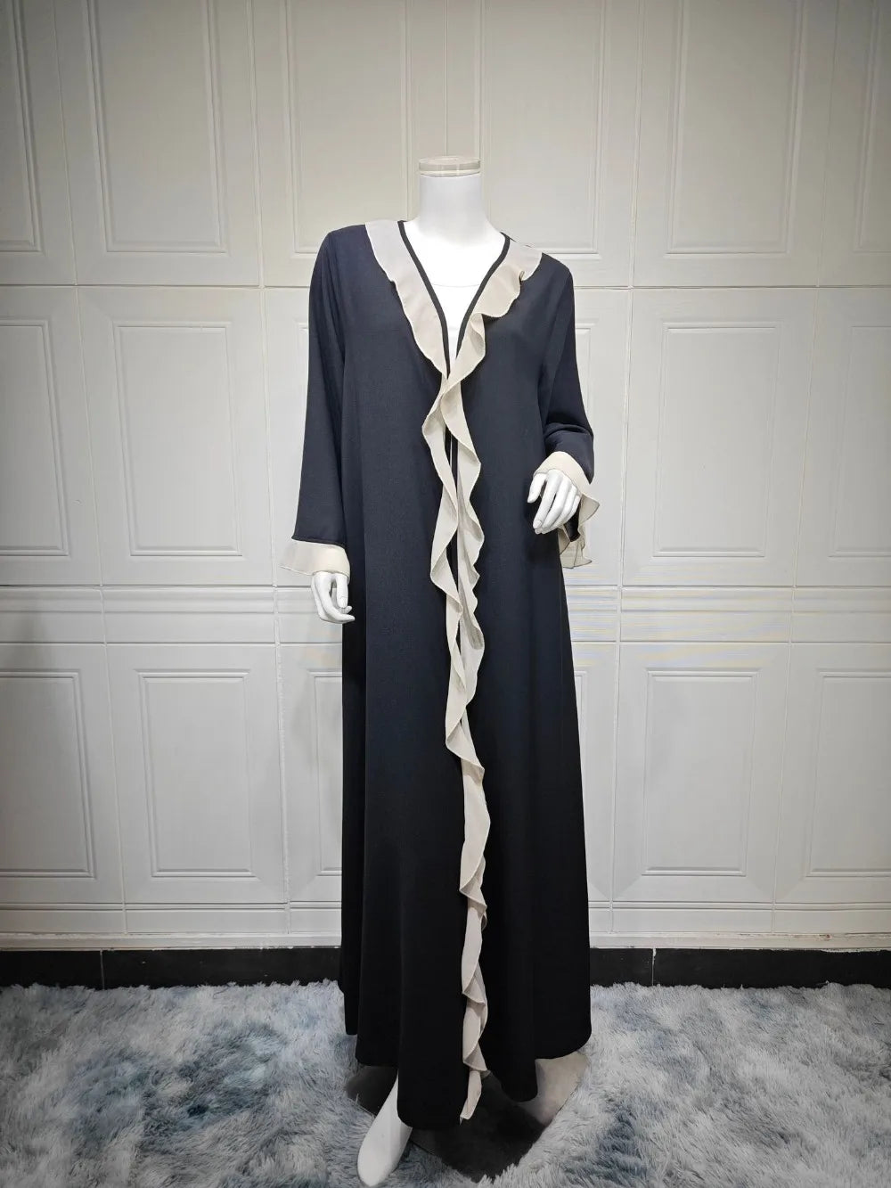 Eid Women Abaya Dress Ruffle Hem Cardigan Muslim Ramadan Open Party Long Dresses Caftan Robe Jalabiya Morocco Dubai Kaftan 2025