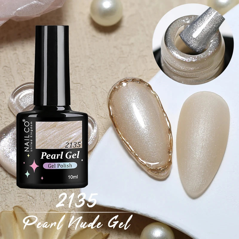 NAILCO 10ml Pearl Shell Color UV Gel Nail Polish Semi Permanent Golden Nail Art Gel Varnish Hybrid Nail Gel Polish Manicure Base