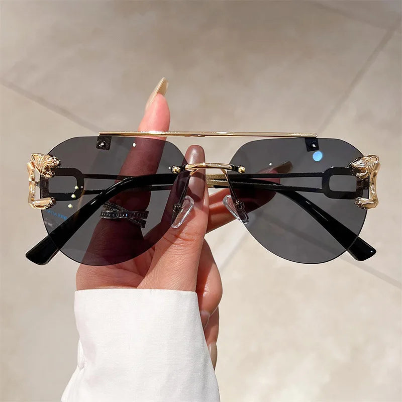 2025 Sunglasses Women Luxury Rimless Vintage Fashion Glasses Lunette Oversized Shades De Soleil Femme Gafas De Sol Mujer Lentes