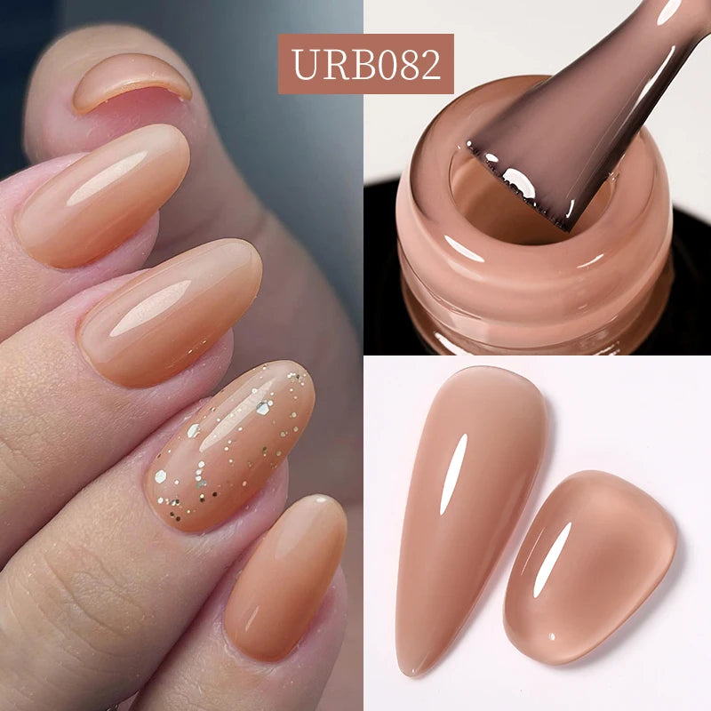 UR SUGAR 7ml Pale Pink Rubber Base Gel Nude Color Semi Permant Soak Off UV LED Self-leveling Gel Varnishes Great Coverage