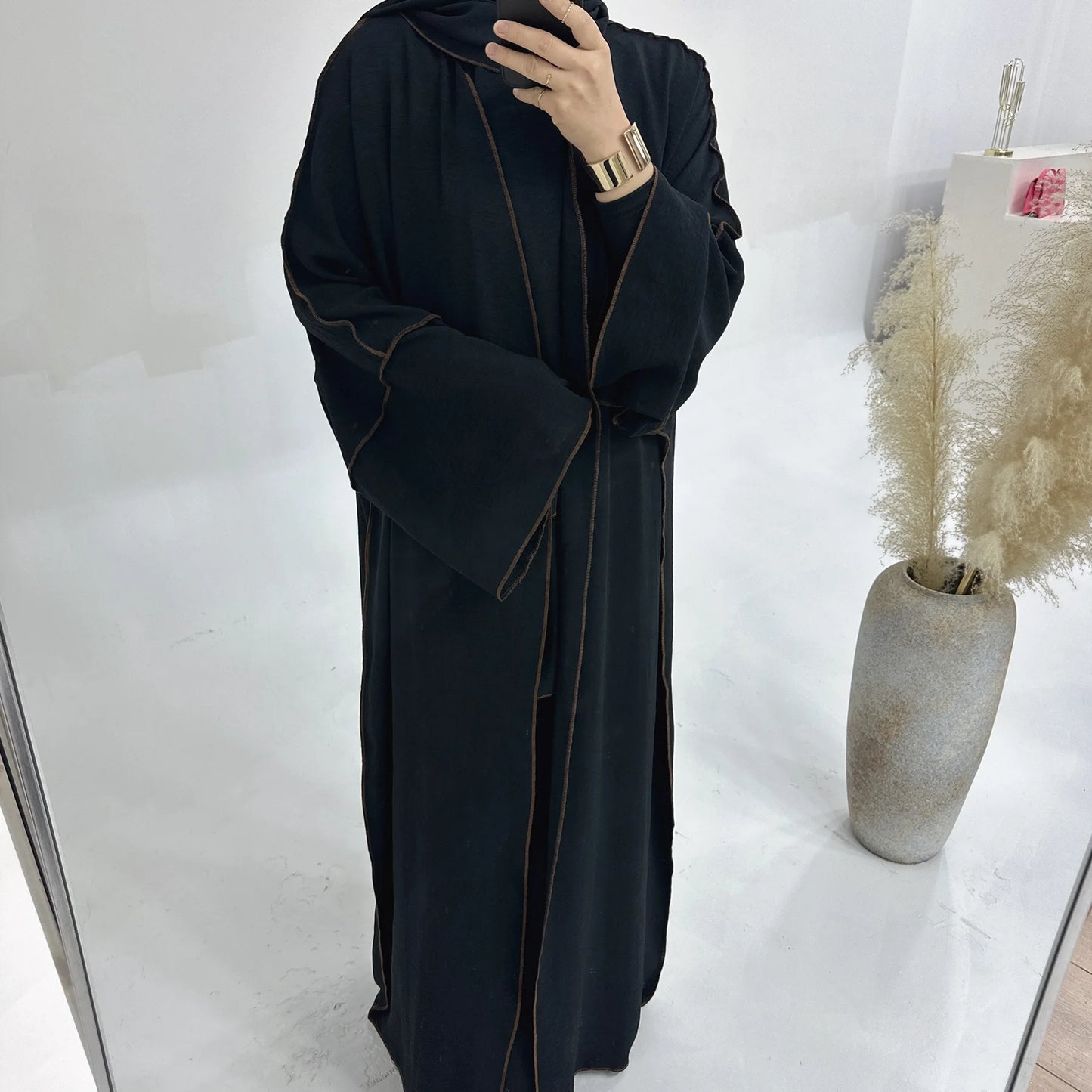 3pcs Muslim Women Kimono Cardigan With Inner Dress Hijab Matching Set Dubai Turkey Kaftan Abayas Eid Ramadan Jalabiya Robe Gown