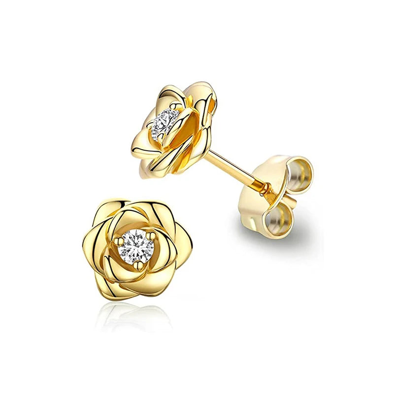 Huitan Eternity Love Earrings Ear Stud Piercing Silver Color/Gold Color Fashion Heart Earrings for Women Chic Wedding Jewelry