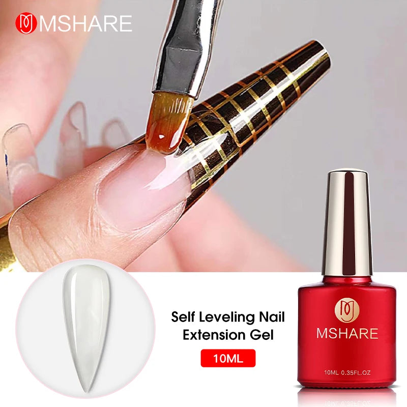 MSHARE Beige Pink Self Leveling Gel Manicure for Finger Nail Extensions Varnish Clear Lacquer Quick Building Diy at Home