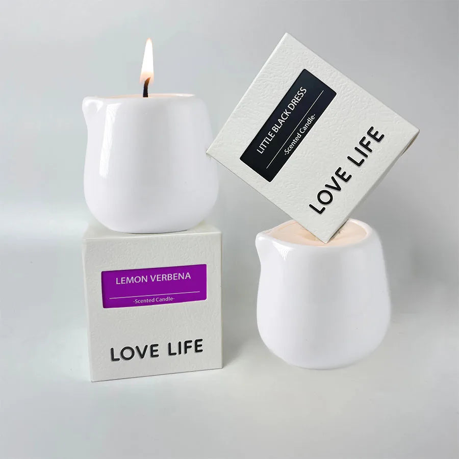 Fruity scented natural massage oil candle. Low heat. 1.69 oz, coconut wax. Hydrating. For home & V-Day. Natural luxury. Soothing
