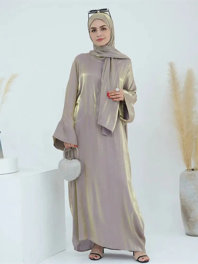 Eid Modest Satin Khimar Abaya Dubai Luxury 2024 Muslim Islam Arabic Abayas For Women Kaftan Hijab Dress Robe Femme Musulmane