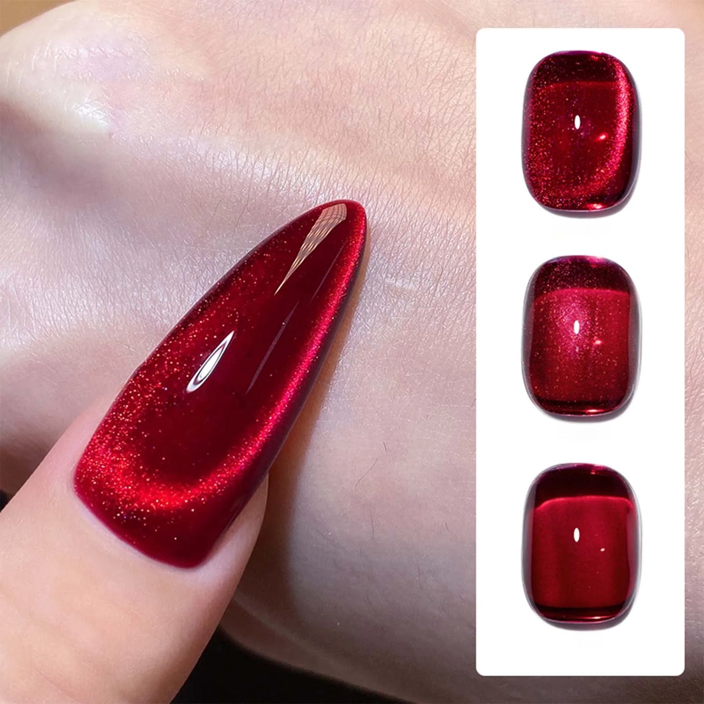 7.5ml Burgundy Cherry Red Glitter Jelly Ruby Cat Eye Nail Polish Gel Magnetic Nail Polish Gel Handmade Art Shiny Varnish UV Gel