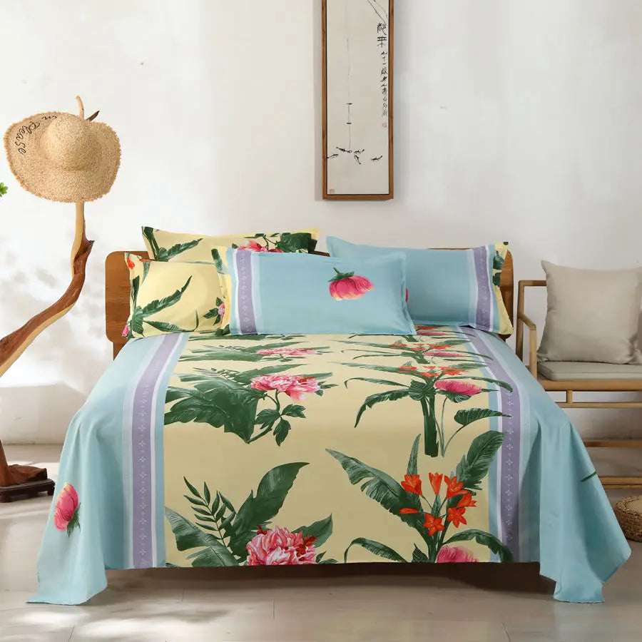 1Pcs Bed Sheet Home Textile Modern Polyester Cotton Flat Sheets Bed Linens Single Queen King Size Bedspread(No Pillow Covers)
