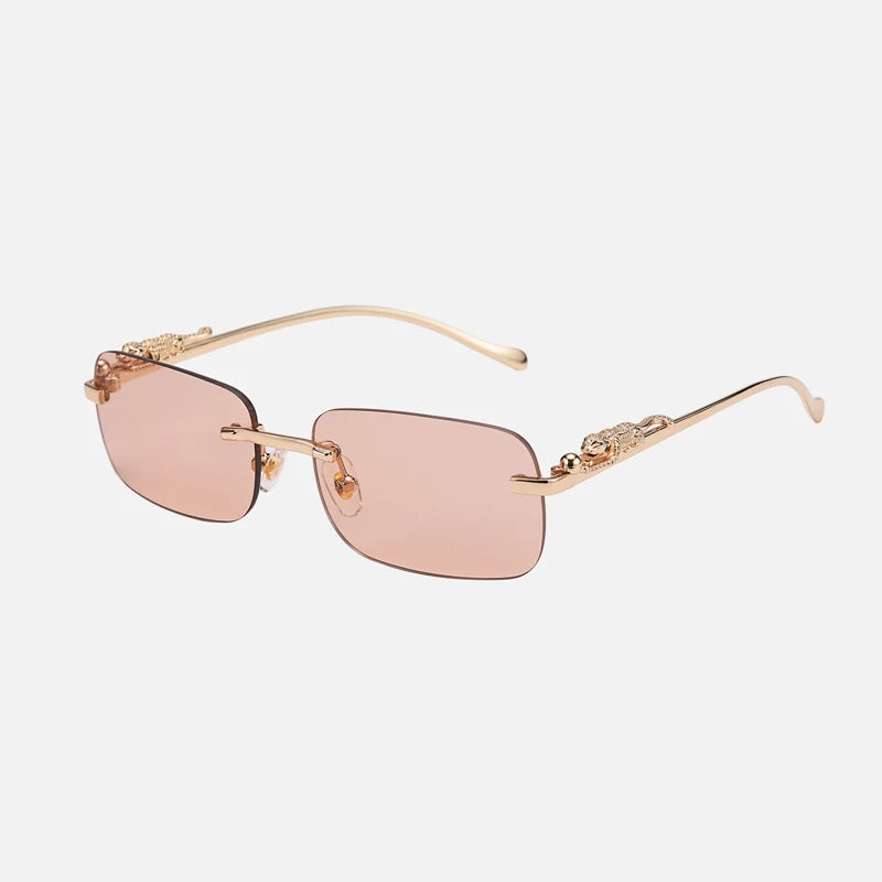Luxury Brand Leopard Sunglasses Women Rimless Square Sun Glasses Female Fashion Frameless Shades Female UV400