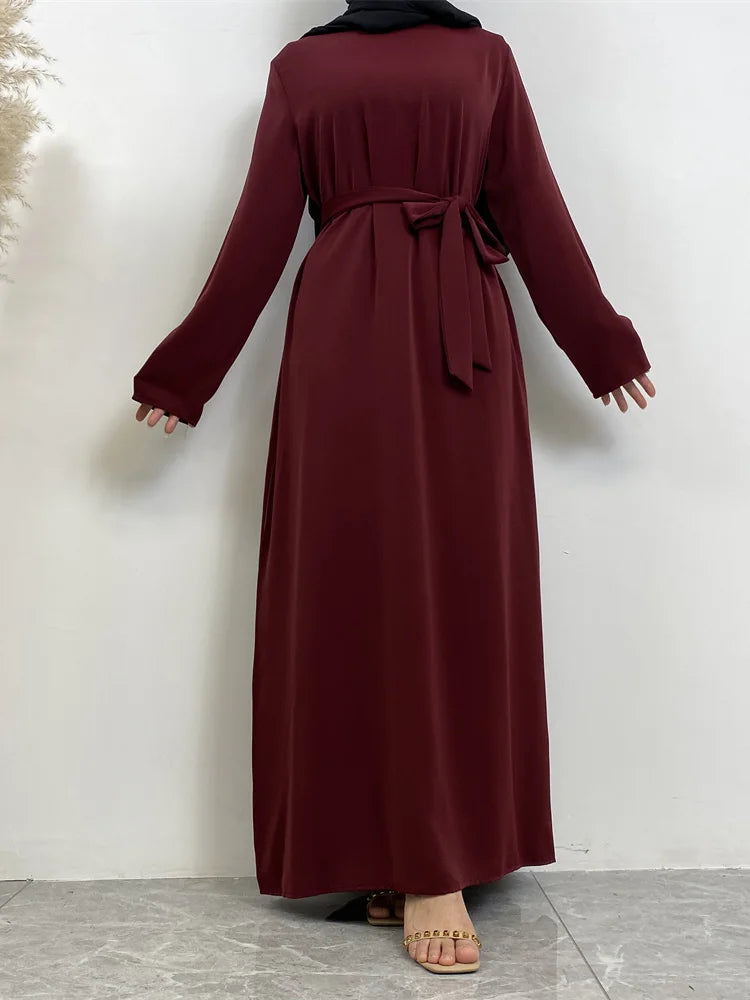 Hot Selle Muslim Woman Abaya With Pockets Islamic Casual And Simple Long Dresses Moroccan Caftan Woman Dubai Abaya Ramadan Black