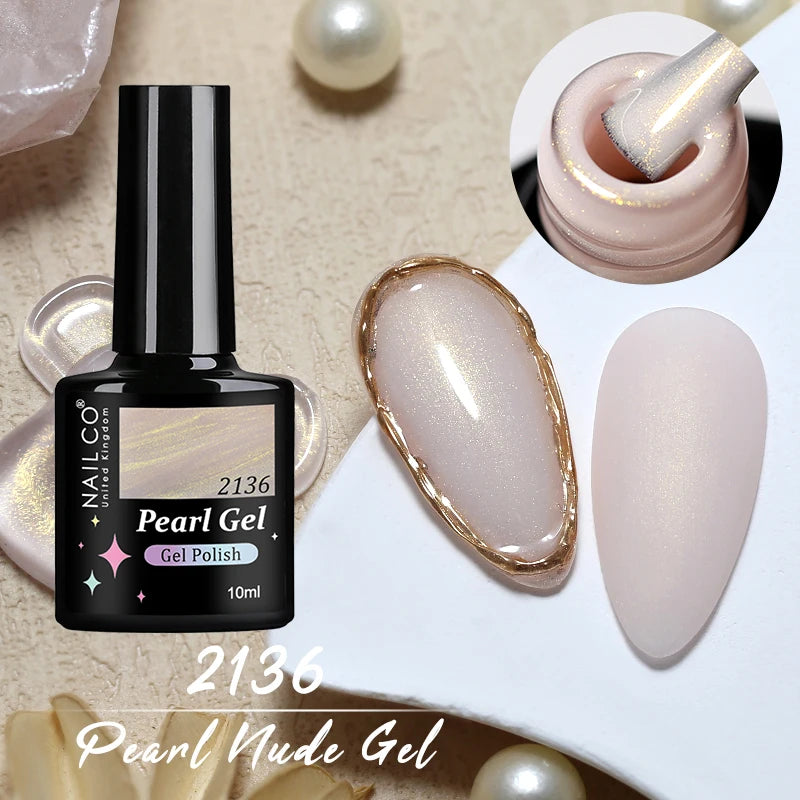 NAILCO 10ml Pearl Shell Color UV Gel Nail Polish Semi Permanent Golden Nail Art Gel Varnish Hybrid Nail Gel Polish Manicure Base