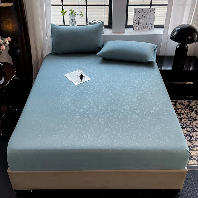 Brushed Fitted Sheet Elastic Bedsheet for Home Breathable Bed Linen Sabanas Para Cama Simple Style Bed Covers (No Pillowcase)