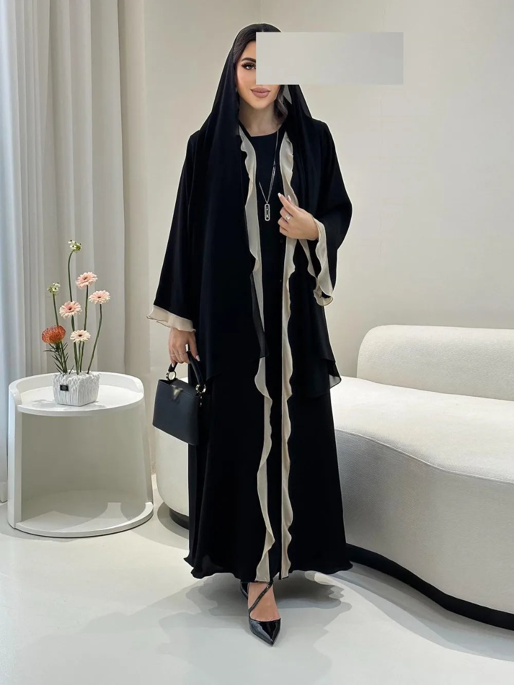 Eid Women Abaya Dress Ruffle Hem Cardigan Muslim Ramadan Open Party Long Dresses Caftan Robe Jalabiya Morocco Dubai Kaftan 2025