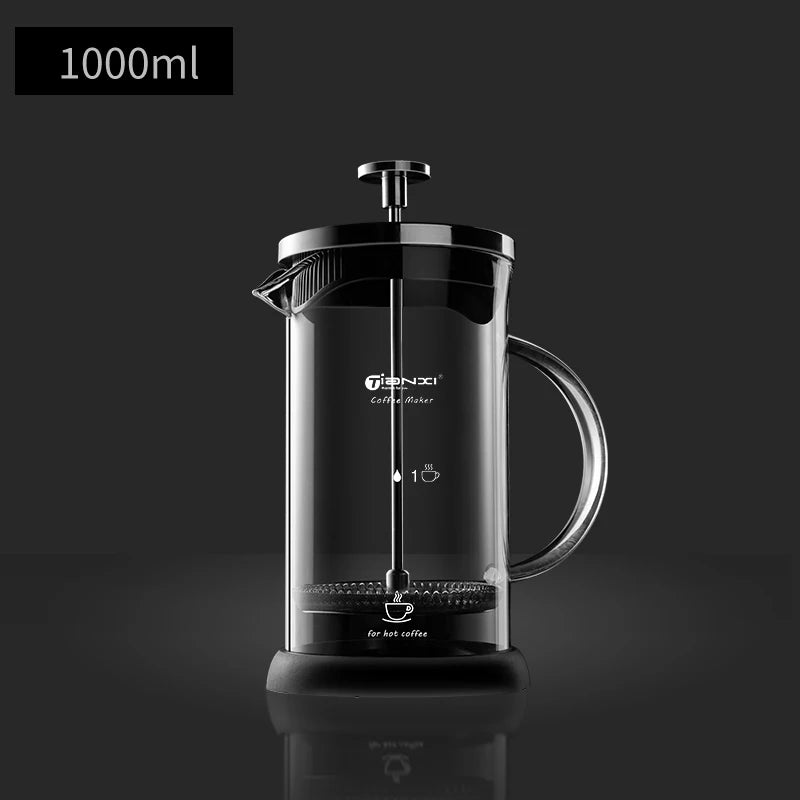 GIANXI French Press Pot Household Hand Made Coffee Powder Filter Coffee Pot Glass Heat Resistant Coffee Maker With Filter