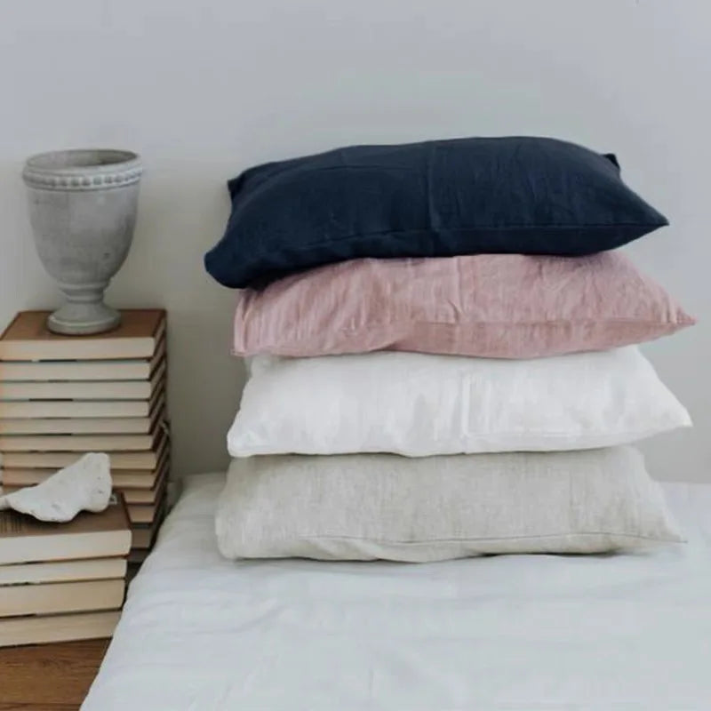 100% Pure Linen Pillow Case Double Long Pillowcase Euro Sham for Bed,Custom Size Envelope Cushion Cover Antibacterial Anti-mite