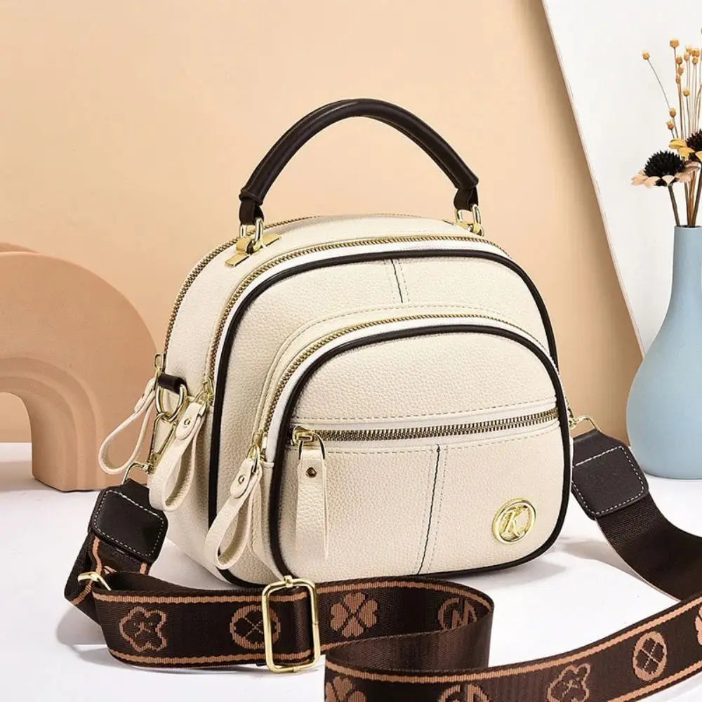 Women Satchels Multi Compartment Shoulder Bags Leather Crossbody Bag Adjustable Wide Shoulder Strap Large Capacity Handbag