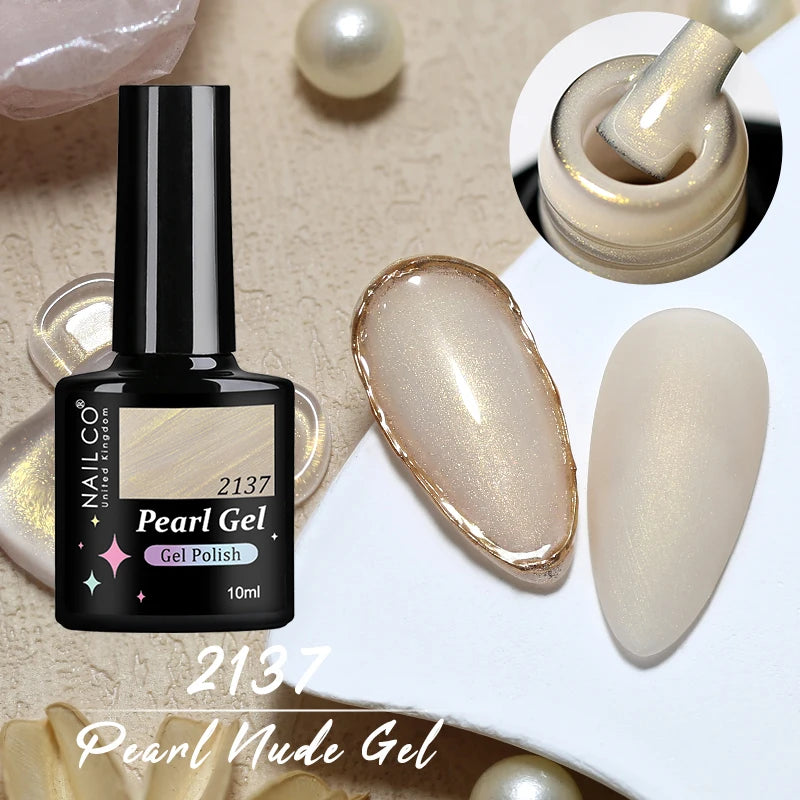 NAILCO 10ml Pearl Shell Color UV Gel Nail Polish Semi Permanent Golden Nail Art Gel Varnish Hybrid Nail Gel Polish Manicure Base