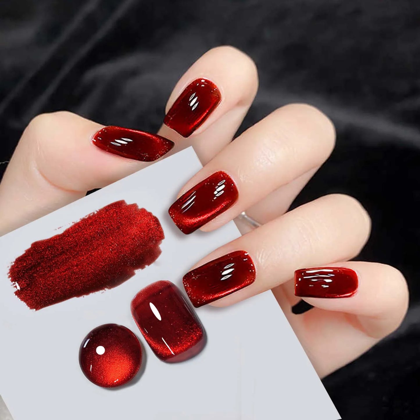 7.5ml Burgundy Cherry Red Glitter Jelly Ruby Cat Eye Nail Polish Gel Magnetic Nail Polish Gel Handmade Art Shiny Varnish UV Gel