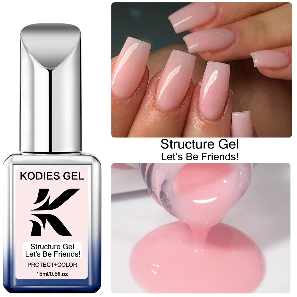 KODIES GEL Nude Pink Rubber Base Gel Nail Polish 15ML Structure Semi Permanent UV Base Camouflage Gel Varnish Manicure Nails Art