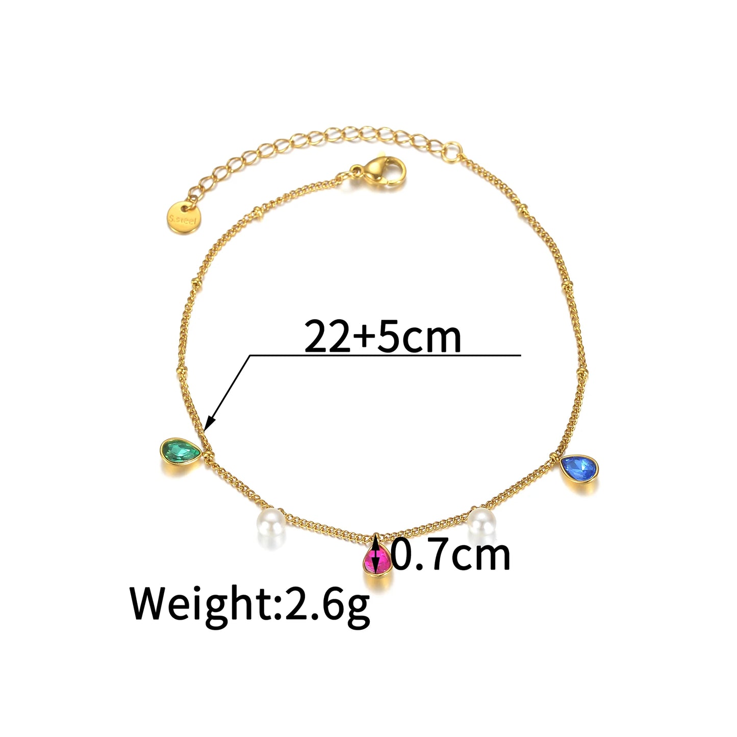 UZone Fashion Bead Pendant Ankle Chain Bracelet On Leg Foot Stainless Steel Adjustable Charm Feet Chain for Women Jelwery Gift