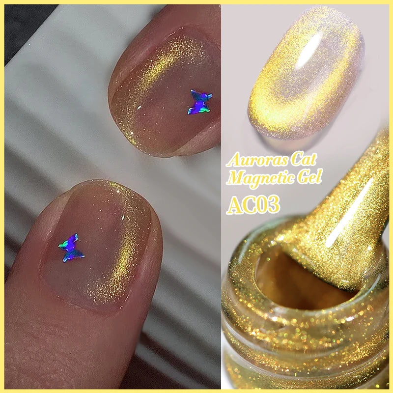 BORN PRETTY Sparkling Glass Bead Cat Magnetic Gel Nail Polish Flash White Spar Red Color Semi Permanent Soak Off UV Gel Varnish
