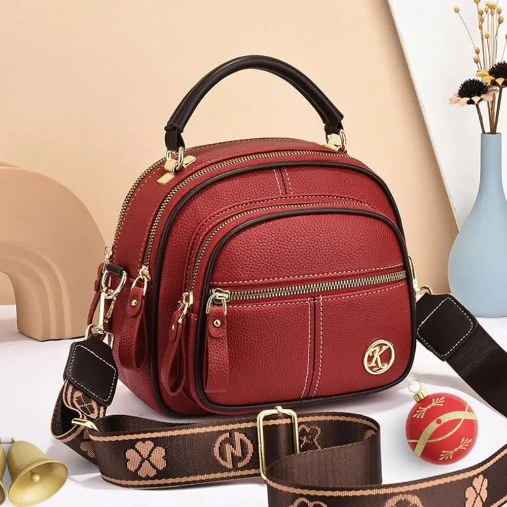 Women Satchels Multi Compartment Shoulder Bags Leather Crossbody Bag Adjustable Wide Shoulder Strap Large Capacity Handbag