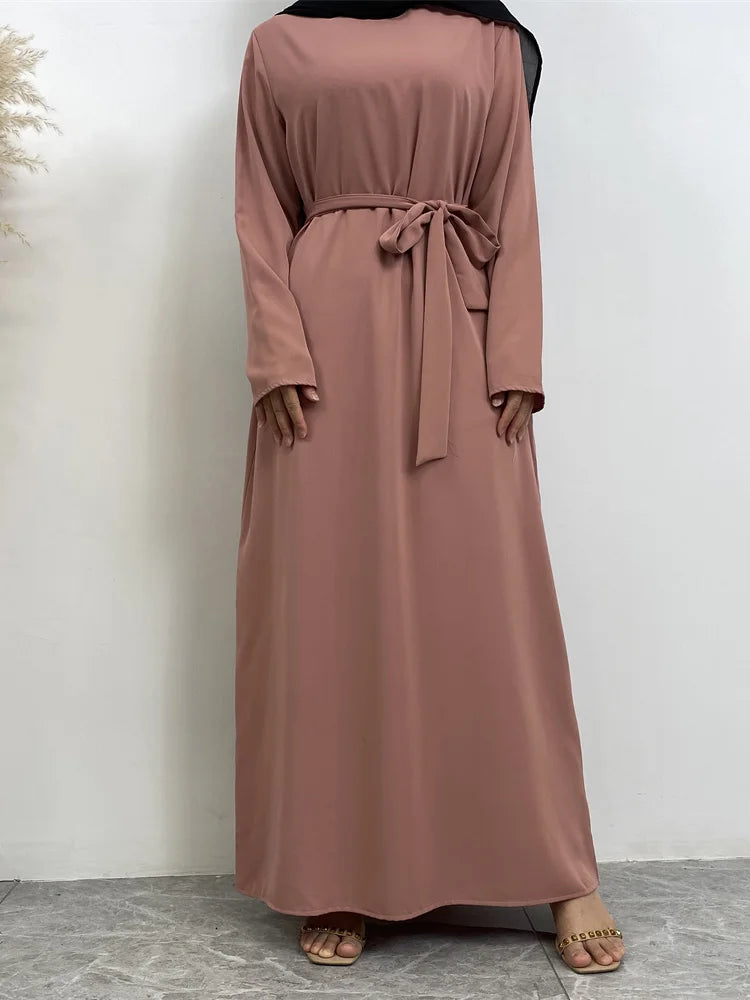 Hot Selle Muslim Woman Abaya With Pockets Islamic Casual And Simple Long Dresses Moroccan Caftan Woman Dubai Abaya Ramadan Black