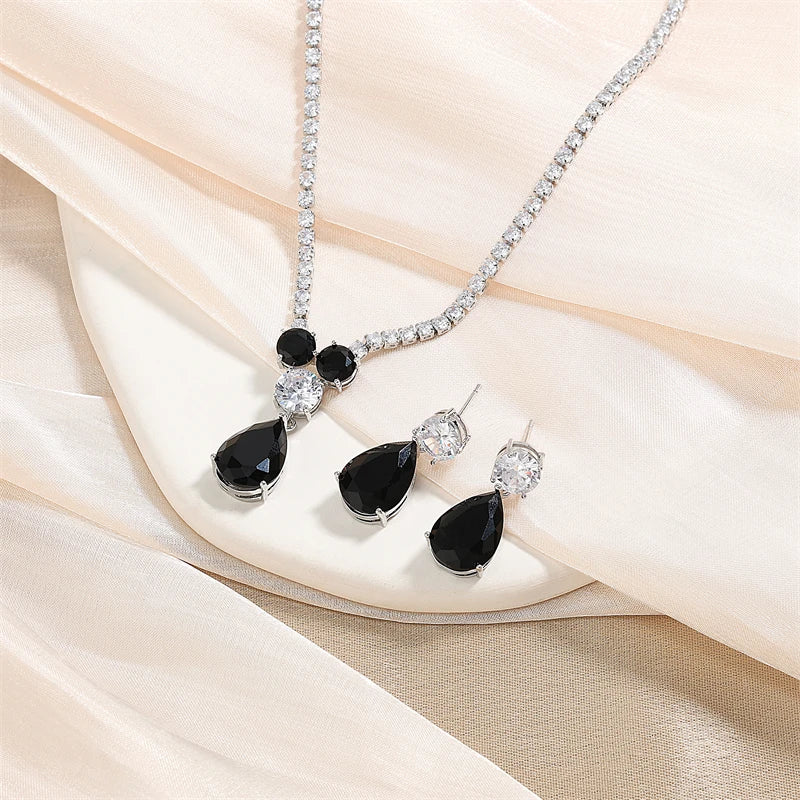 ZAKOL Luxury Clear Water Drop Zircon Jewelry Set for Women High Quality Shiny CZ Wedding Party Jewelry