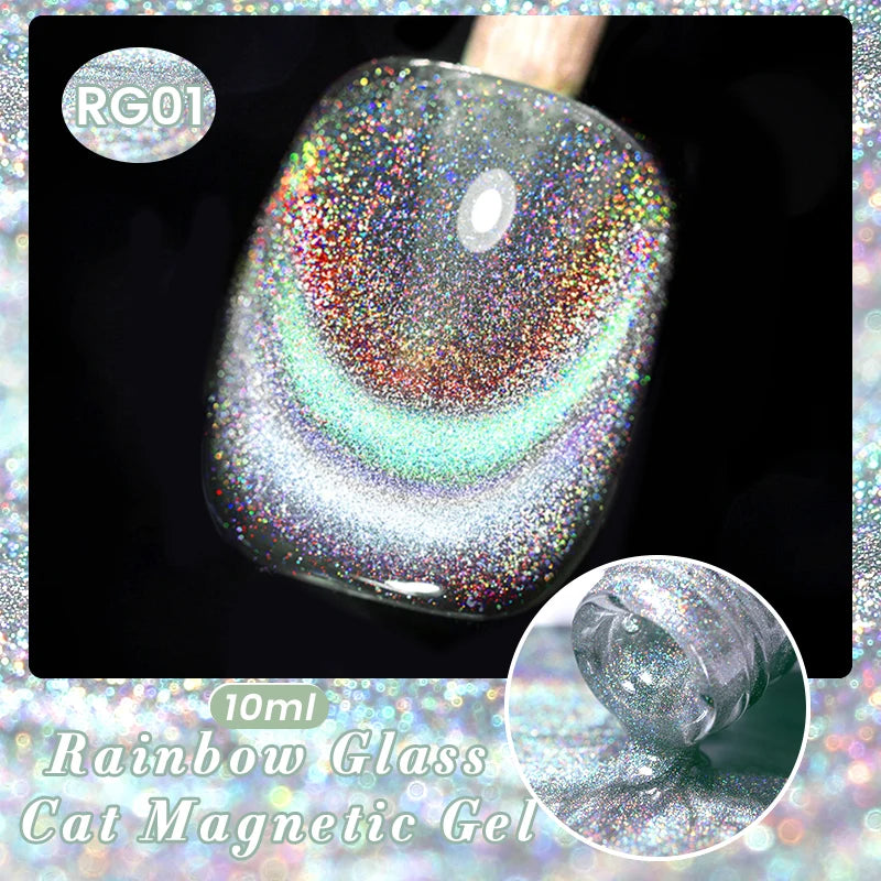 BORN PRETTY Sparkling Glass Bead Cat Magnetic Gel Nail Polish Flash White Spar Red Color Semi Permanent Soak Off UV Gel Varnish