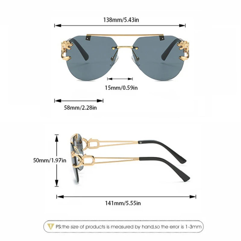 2025 Sunglasses Women Luxury Rimless Vintage Fashion Glasses Lunette Oversized Shades De Soleil Femme Gafas De Sol Mujer Lentes