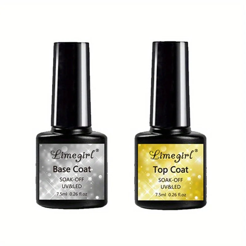 2/3 Piece Set Top Coat Base Coat and Base Coat UV/LED Semi-Permanent Clear Coat Gel Nail Polish, Nail Art Kit for Everyone