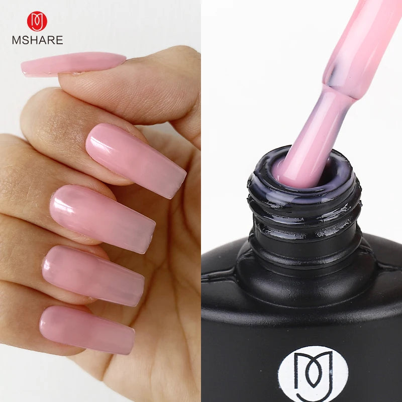 MSHARE Natural Nude Gel Nail Polish Semi Permanent Varnishes Soak Off Cured With UV LED Dryer