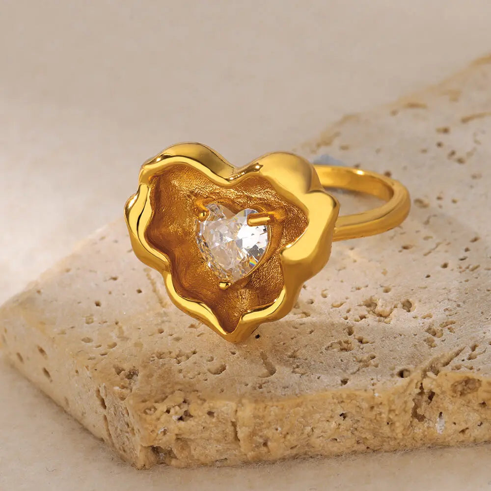Shiny Zircon Star Moon Open Rings For Women Men Adjsuatble Gold Color Stainless Steel Ring Female Aesthetic Jewelry Gift