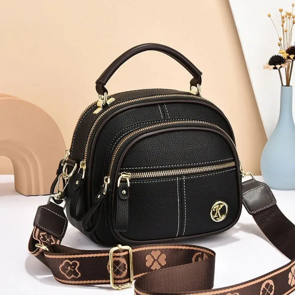 Women Satchels Multi Compartment Shoulder Bags Leather Crossbody Bag Adjustable Wide Shoulder Strap Large Capacity Handbag
