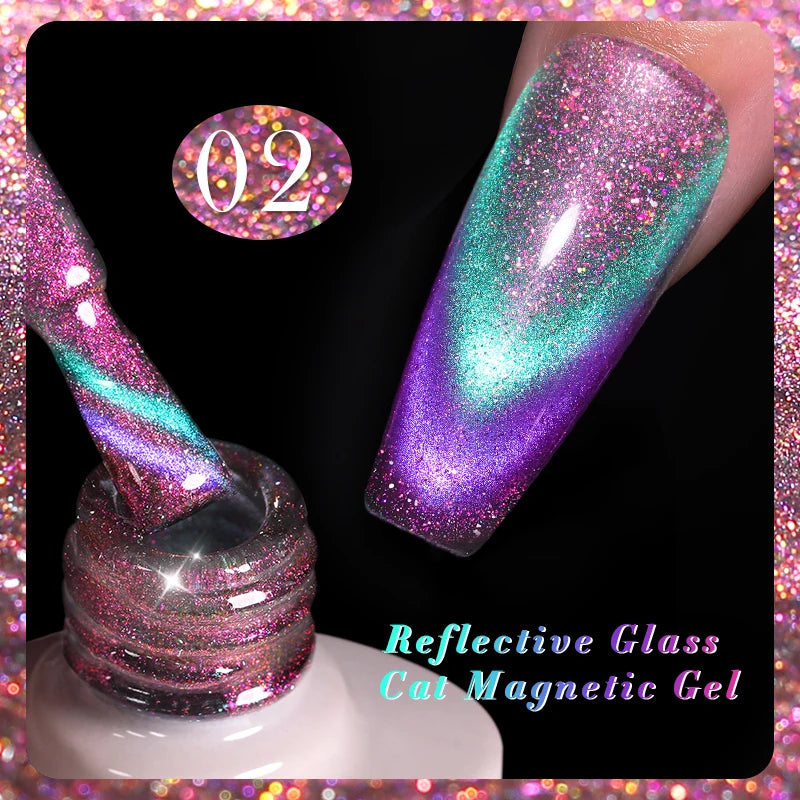 BORN PRETTY Sparkling Glass Bead Cat Magnetic Gel Nail Polish Flash White Spar Red Color Semi Permanent Soak Off UV Gel Varnish