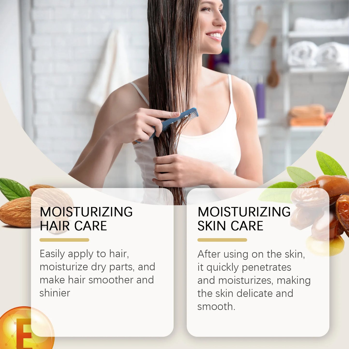 EELHOE Coconut Oil Hair Growth Products Anti-Frizz Hair Strengthener Moisturizing Skin Nourish Multifunctional Coconut Skin Oil