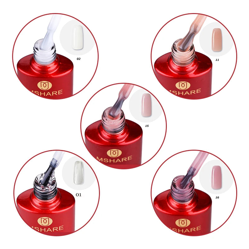 MSHARE Beige Pink Self Leveling Gel Manicure for Finger Nail Extensions Varnish Clear Lacquer Quick Building Diy at Home