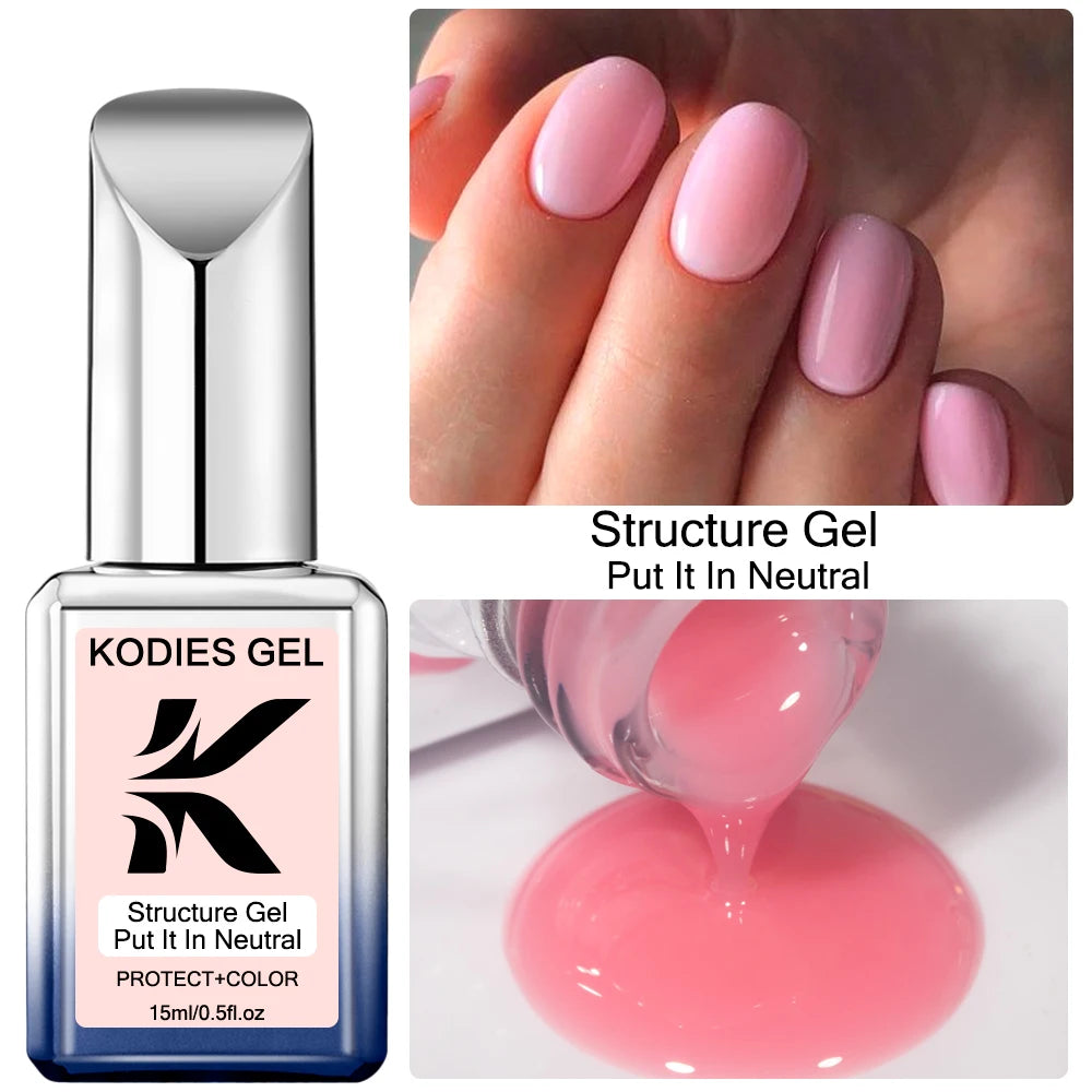 KODIES GEL Nude Pink Rubber Base Gel Nail Polish 15ML Structure Semi Permanent UV Base Camouflage Gel Varnish Manicure Nails Art