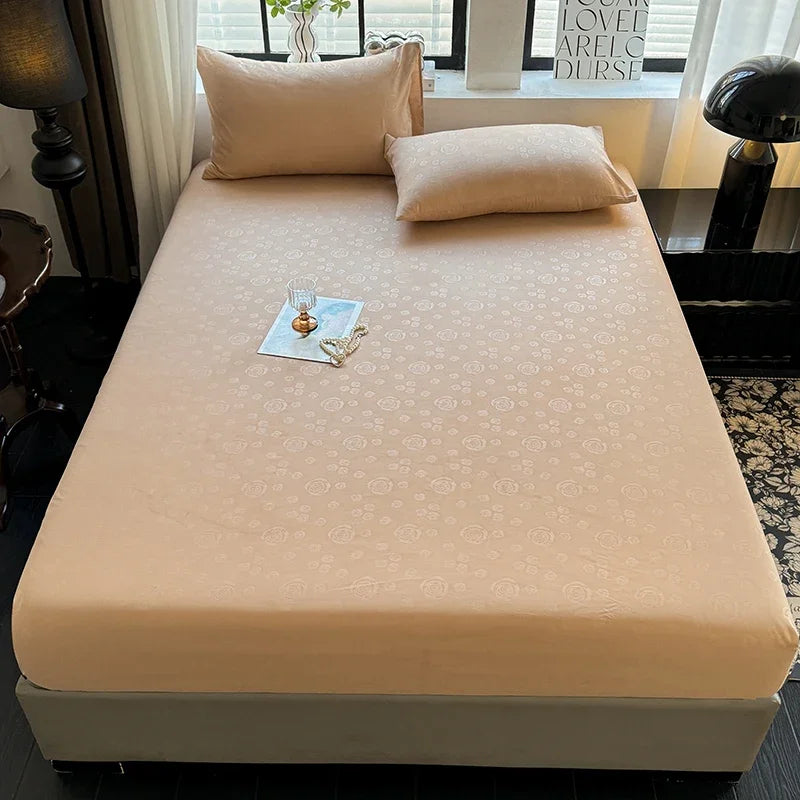 Brushed Fitted Sheet Elastic Bedsheet for Home Breathable Bed Linen Sabanas Para Cama Simple Style Bed Covers (No Pillowcase)