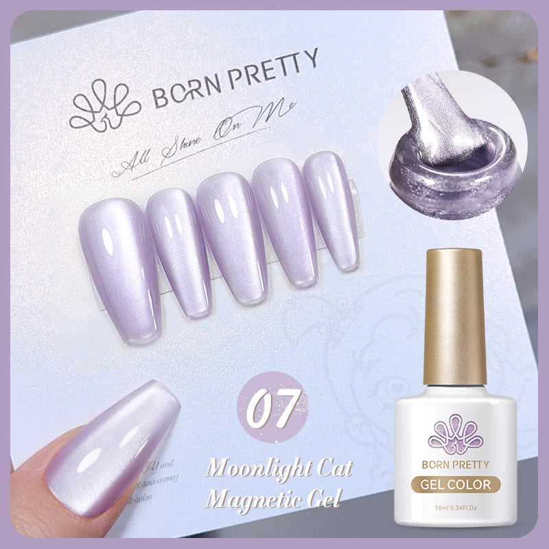 BORN PRETTY Sparkling Glass Bead Cat Magnetic Gel Nail Polish Flash White Spar Red Color Semi Permanent Soak Off UV Gel Varnish