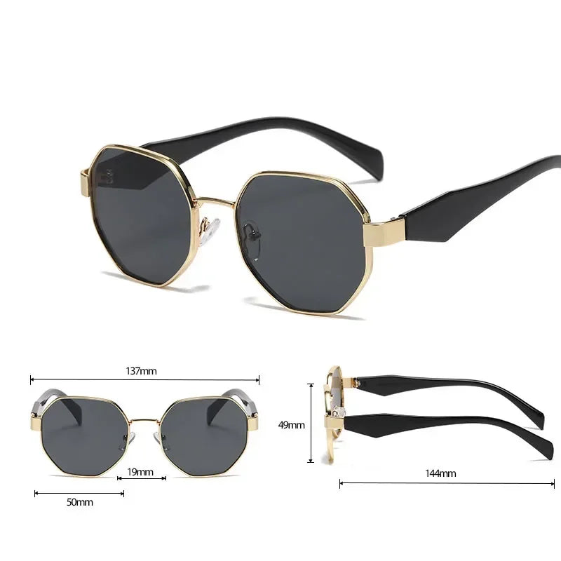 Vintage Sunglasses Women Fashion Polygonal Metal Frame Sunglasses Men Luxury Brand Designer UV400 Eye Protection Sun Glasses
